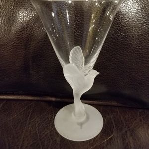 Sasaki Crystal Frosted Bird WINGS CLEAR Water Goblet Etuso Yamagishi